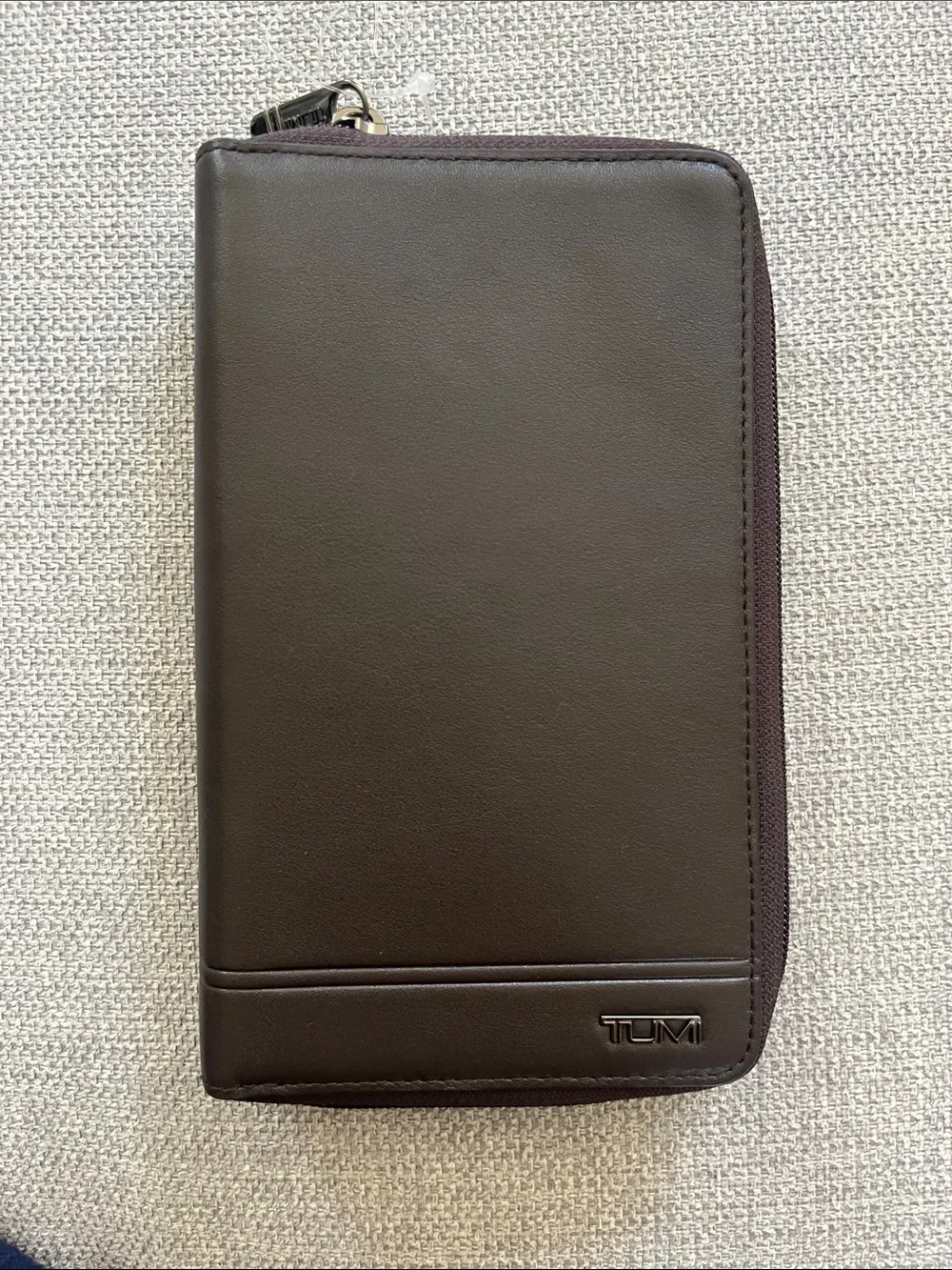 Tumi Dark Brown Zip-Around Leather Travel Wallet